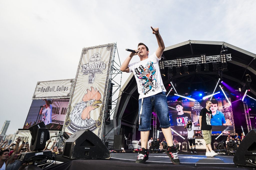 Arkano performs during the Red Bull Batalla de los Gallos National Final at Muelle de Levante in Alicante, Spain on 18th July 2015.
