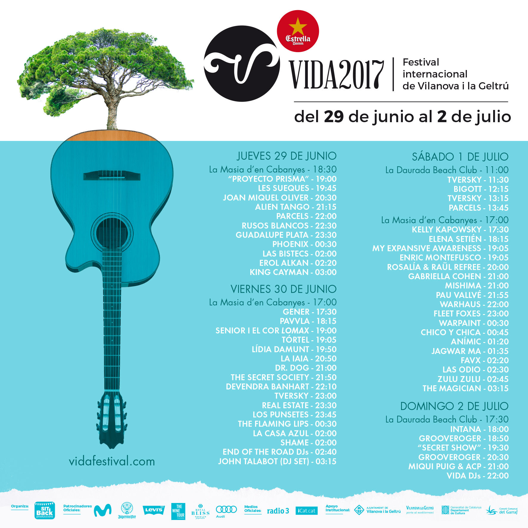 Horarios Vida Festiavl 2017 . Festival internacional de Vilanova i la Geltrù
