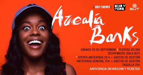 Azealia Banks pasará por Madrid el 23 de septiembre presentando Slay-Z, único concierto en España en el Ocho y Medio Club.