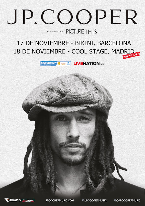 El concierto de JP COOPER en Madrid del próximo 18 de noviembre cambia de ubicación y se celebrará finalmente en la sala Cool Stage