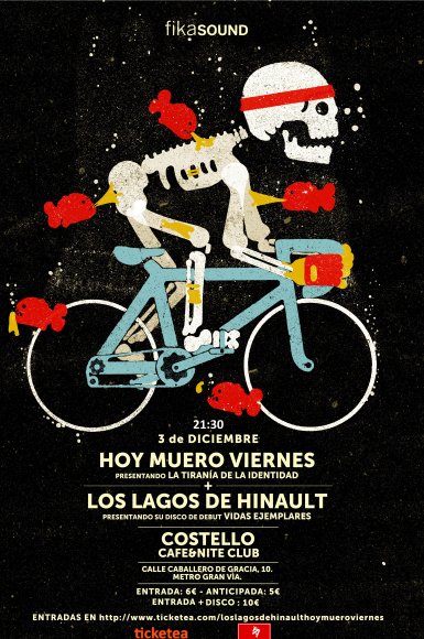 Concierto de Hoy Muero Viernes y Los Lagos De Hinault en la sala Costello (Madrid) en Diciembre.
