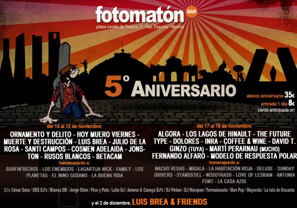 Fotomatón Bar celebra su V Aniversario en Madrid.