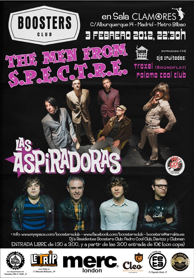 The Men From S.P.E.C.T.R.E. + Las Aspiradoras, 3 de febrero en Boosters Club (Madrid)