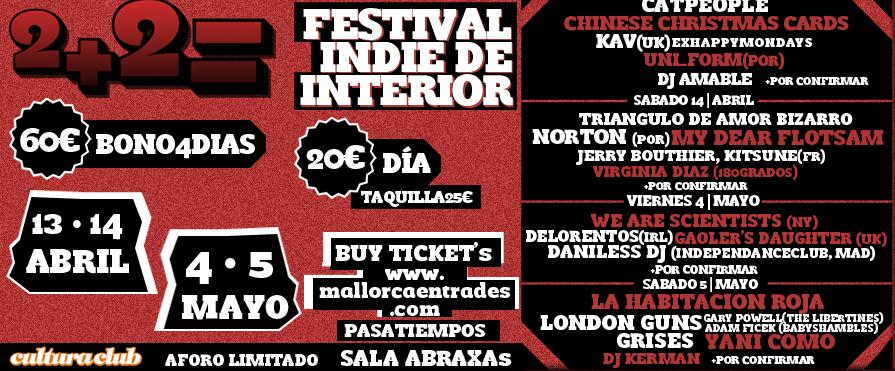 2+2 Festival Indie De Interior. Abril y Mayo en Palma de Mallorca.