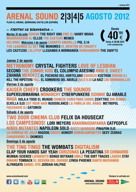Cartel completo del Festival Arenal Sound 2012