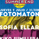 Kiko Sumillera y Sofía Ellar este jueves en Fotomatón Bar (Madrid) . Fiesta de presentación del Summer End Festival.