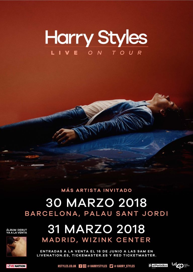 harry styles on tour estará en Madrid y Barcelona en Marzo.