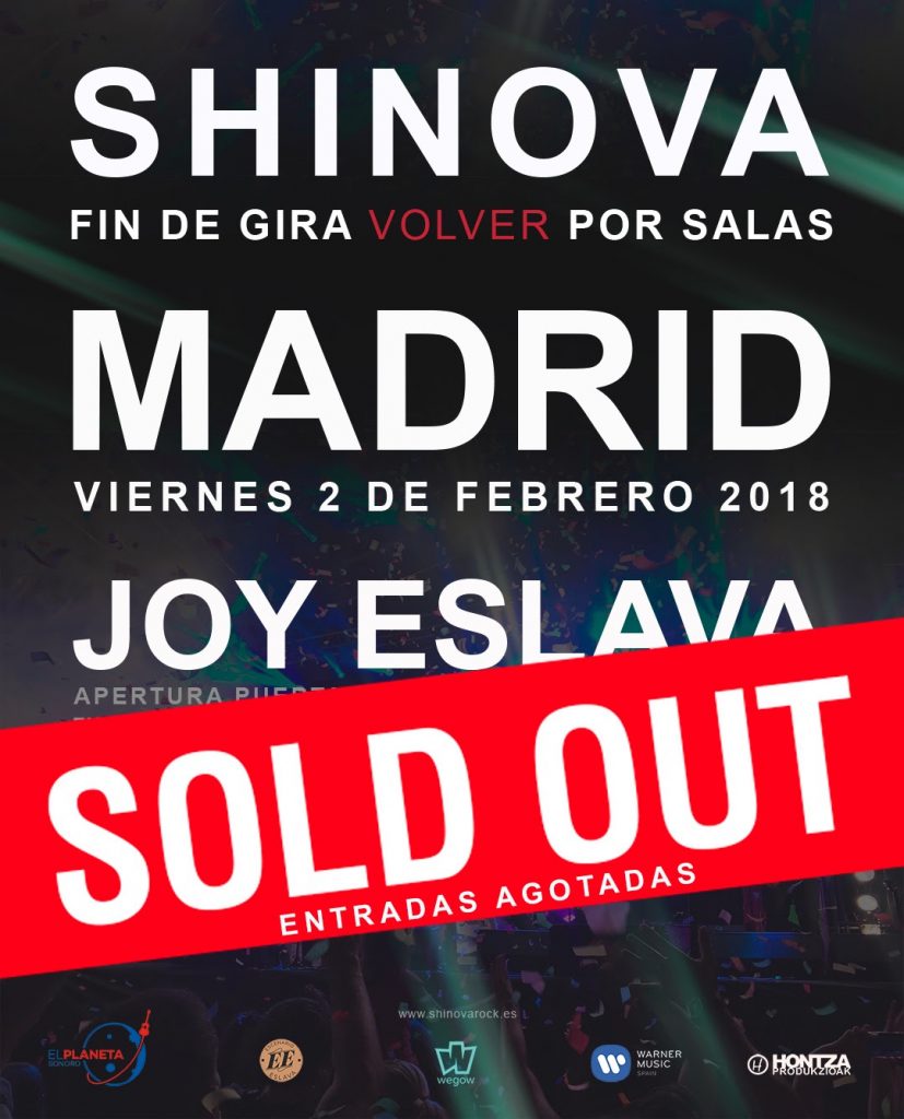 shinova soldout en Madrid y estarán acompañados de David Kano.