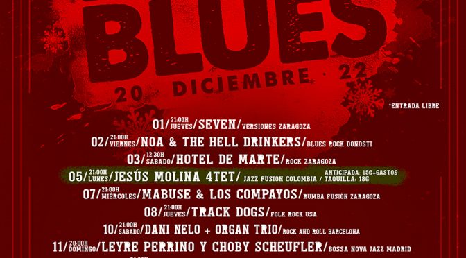 Programación navideña especial para el Rock & Blues de Zaragoza con Jesús Molina Quartet, Gustav Lundgren o Gin Lady