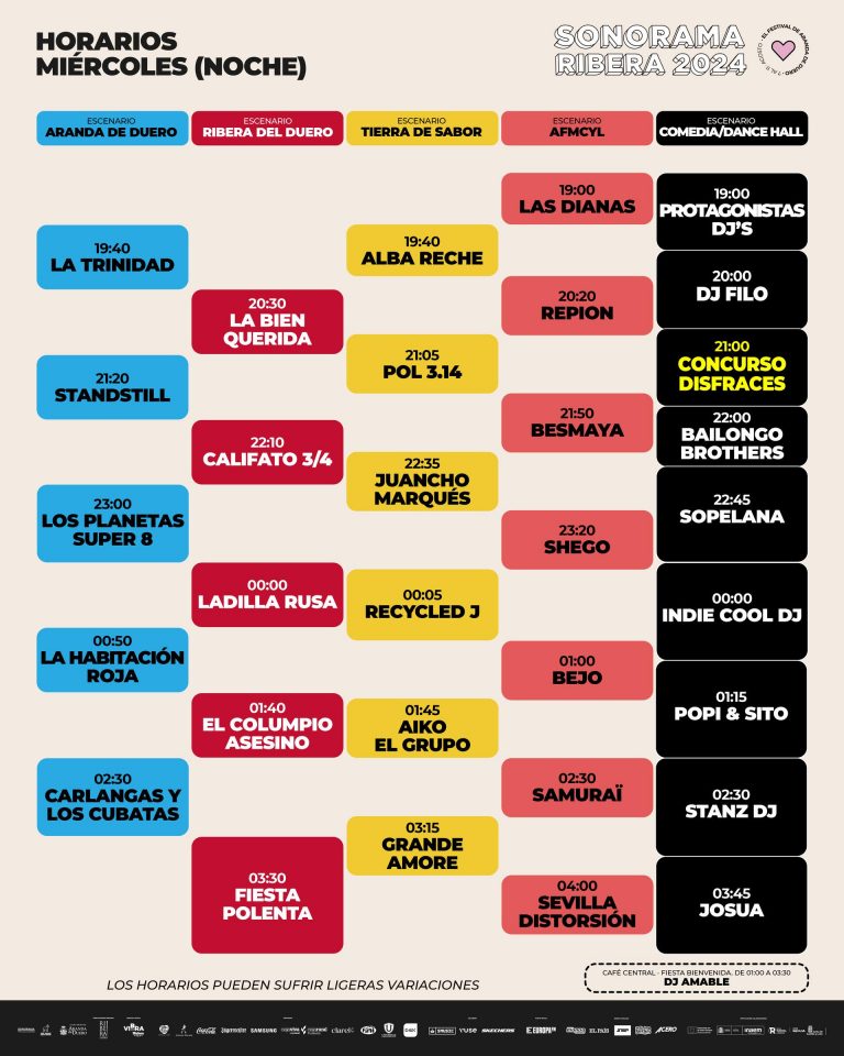 horarios miercoles