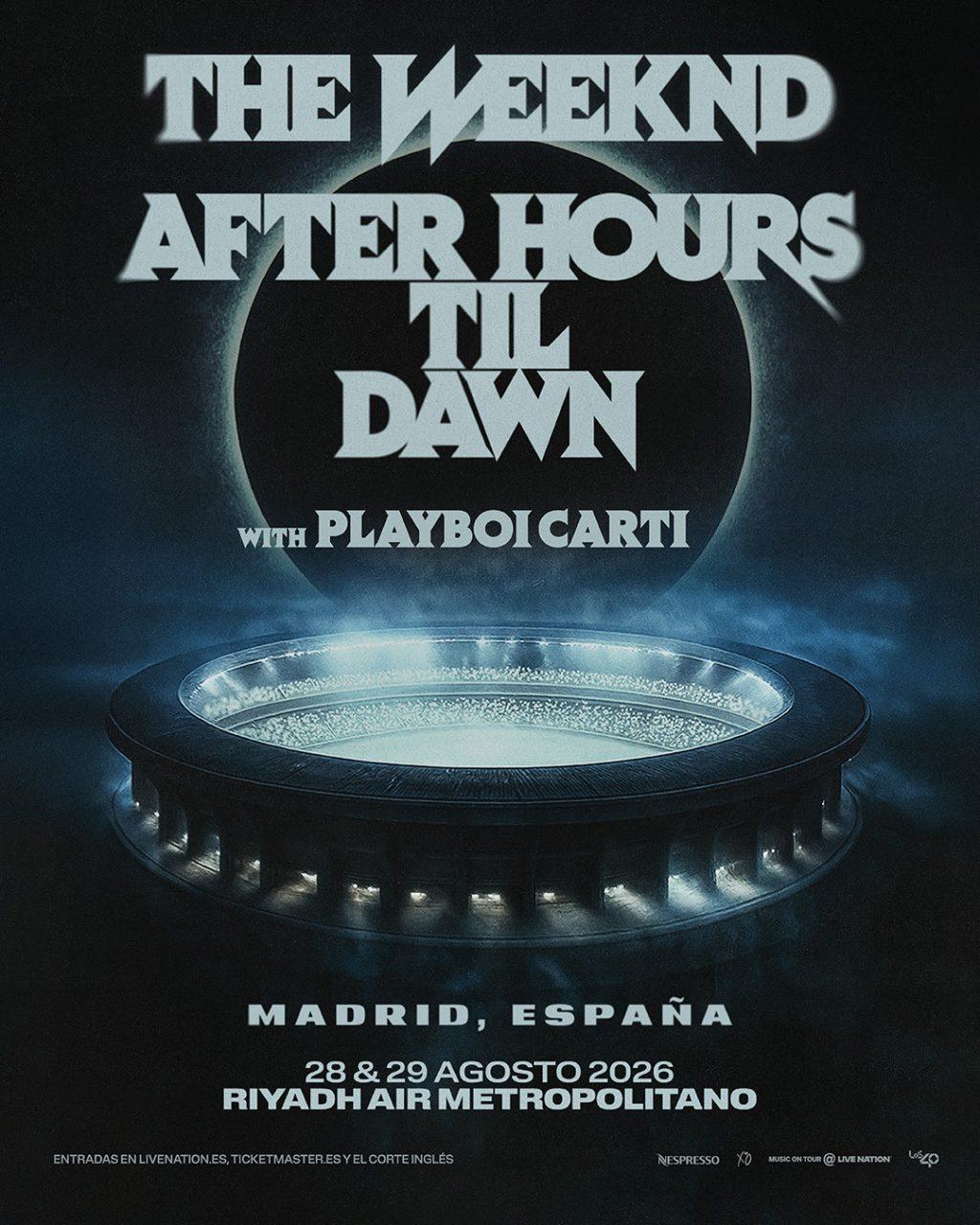 'After Hours Til Dawn', The Weeknd extiende su gira y suma dos Metropolitanos en agosto de 2026 en Madrid