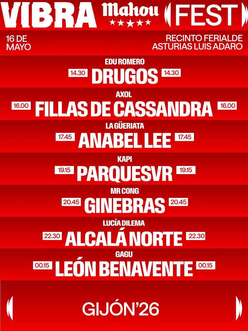 Vibra Mahou Fest Gijón horarios cuadrado